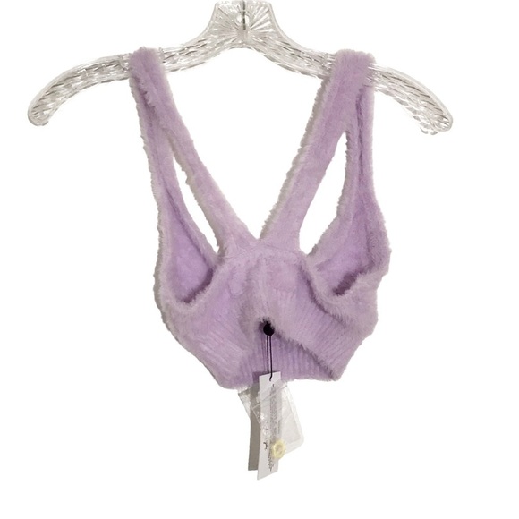 For Love and Lemons Devon Lavender Soft Fuzzy Knit Sleeveless Crop Top XXS NWT - Picture 4 of 8